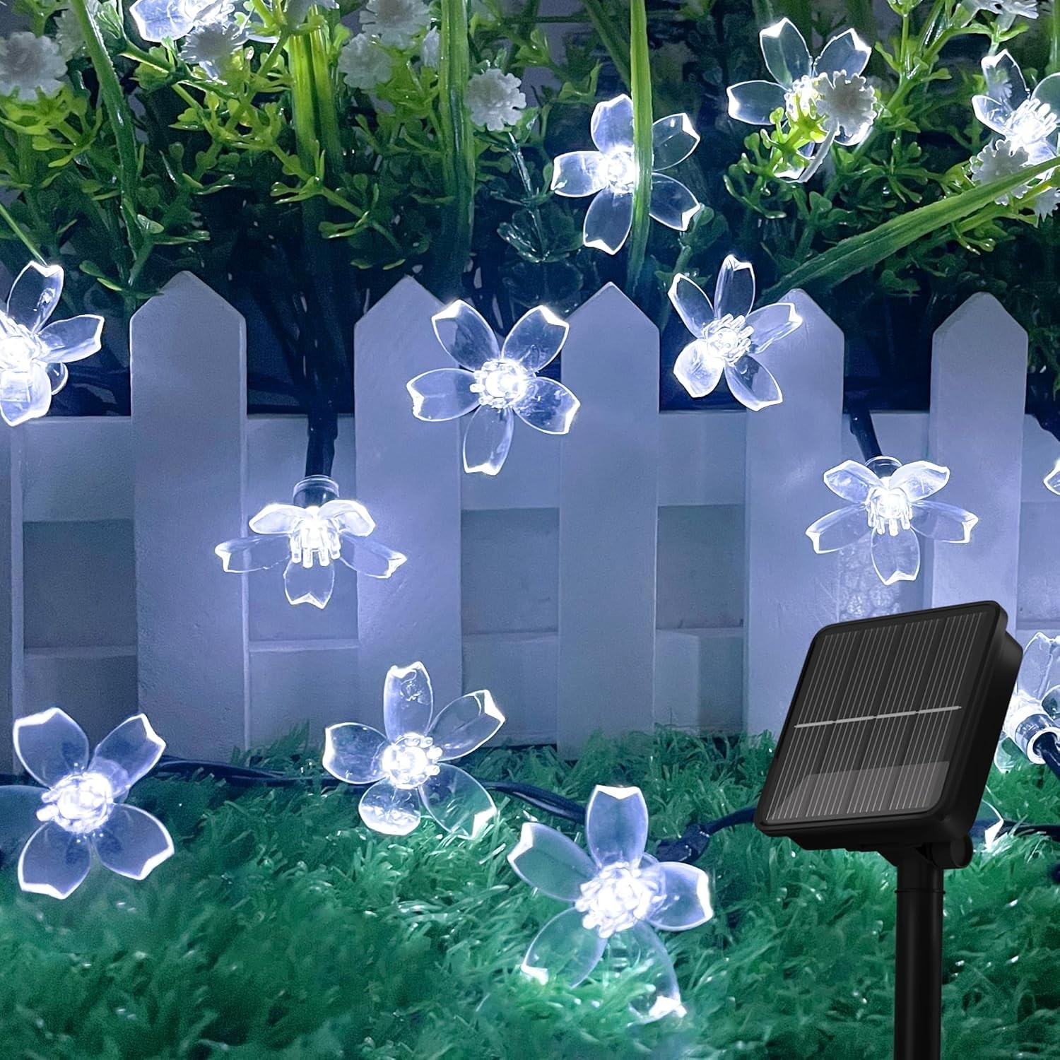 Solar String Lights for Outside，50 LED Solar Flower Lights Outdoor Waterproof ，S gallery