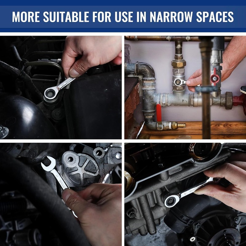 WORKPRO 14PC Ratcheting Combination Stubby Wrench Set SAE 3/8-3/4 Metric 10-18mm gallery