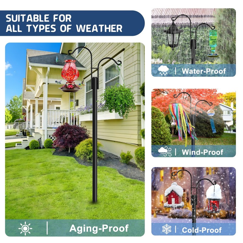 Ottsuls Double Shepherds Hooks for Outdoor, 2 Pack 108 INCH Bird Feeder Pole,... gallery