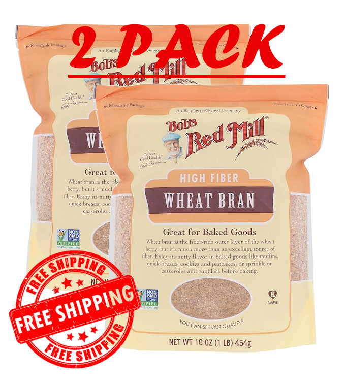 2 PACK BEST DEAL - Bob's Red Mill Wheat Bran 16 oz (Total 32 oz) | EXP APR 2027 gallery