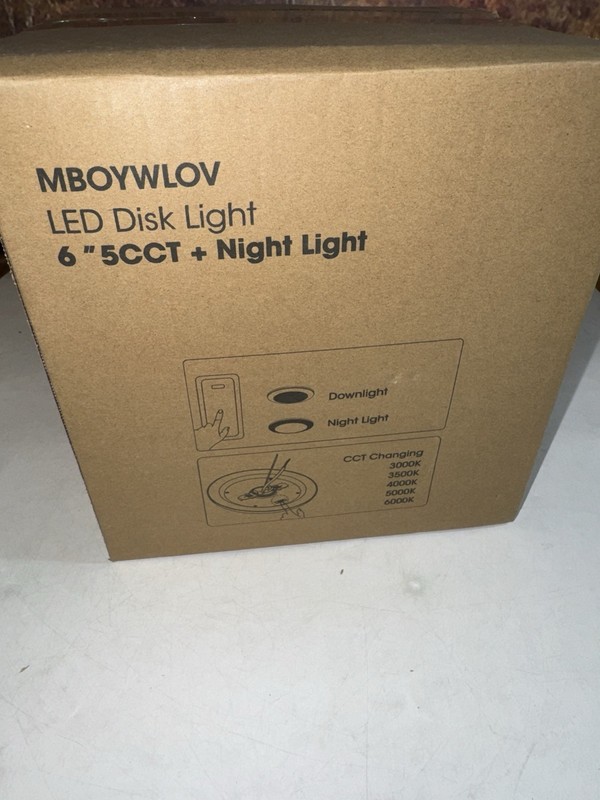 MBOYWLOV LED Disk Ceiling Light 6" 5CCT Downlight & Night Light 6-Pk 3000-6000K gallery