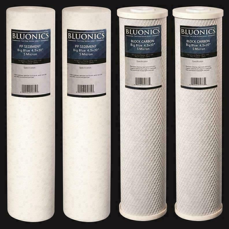 BLUONICS SEDIMENT AND CARBON BLOCK REPLACEMENT WATER FILTERS 4PCS (5 MICRON) gallery