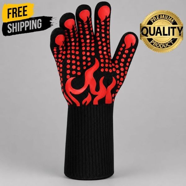 Universal Anti-Slip Heat Resistant BBQ Oven Gloves Fireproof Kitchen Cooking Glo gallery