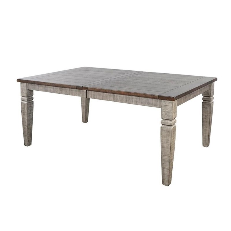 Pemberly Row Dining Table Extendable 66 to 90" in Dark Brown Gray Mahogany Wood gallery