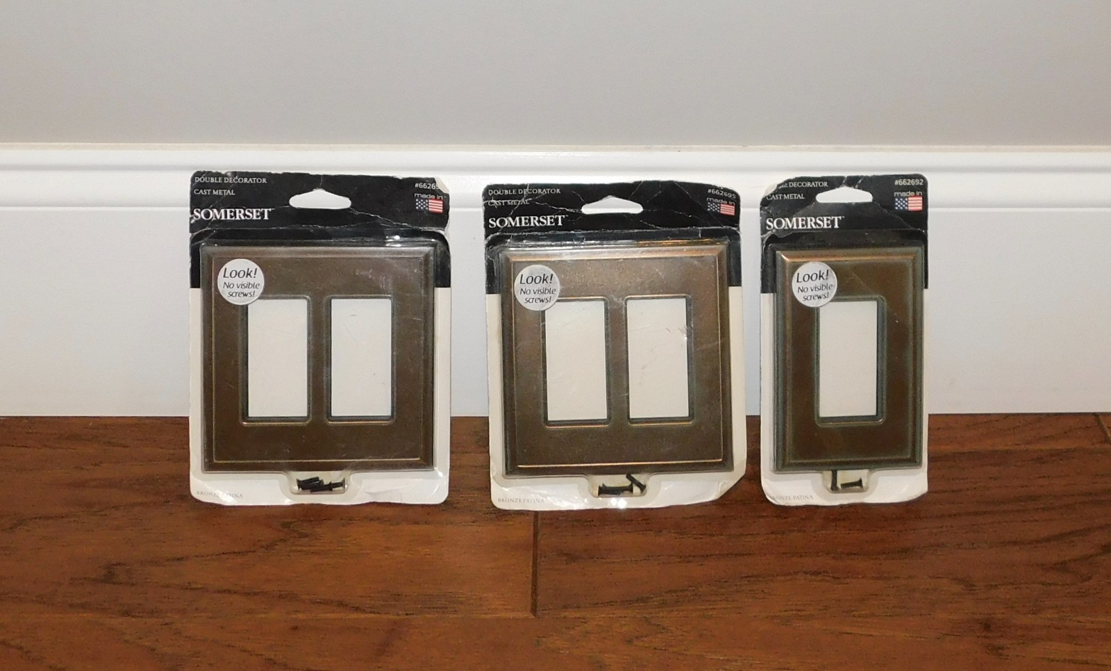 LOT 3 Somerset Double&Single Rocker Switch Plate Bronze Patina No Visible Screws gallery
