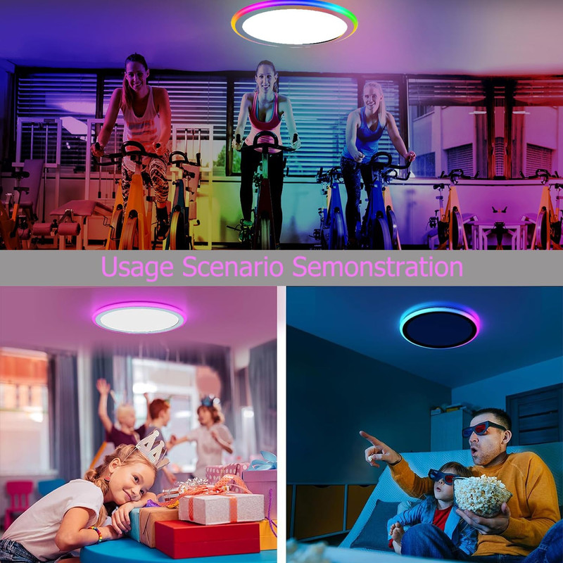 2Pack 13" RGB Dimmable LED Ceiling Light with Remote - 34W, 3400LM, Color Change gallery