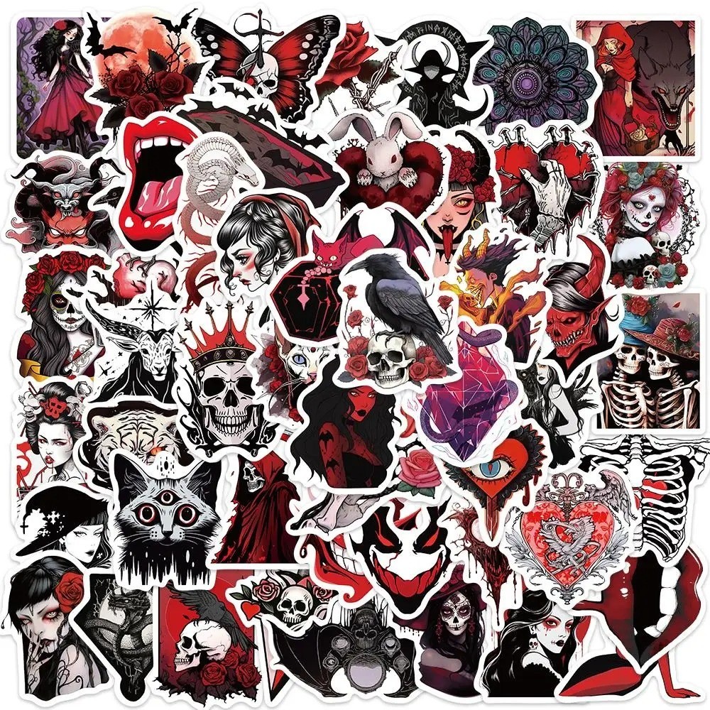 50PCS Gothic Skull Stickers Horror Graffiti Laptop Skateboard Guitar Decals gallery