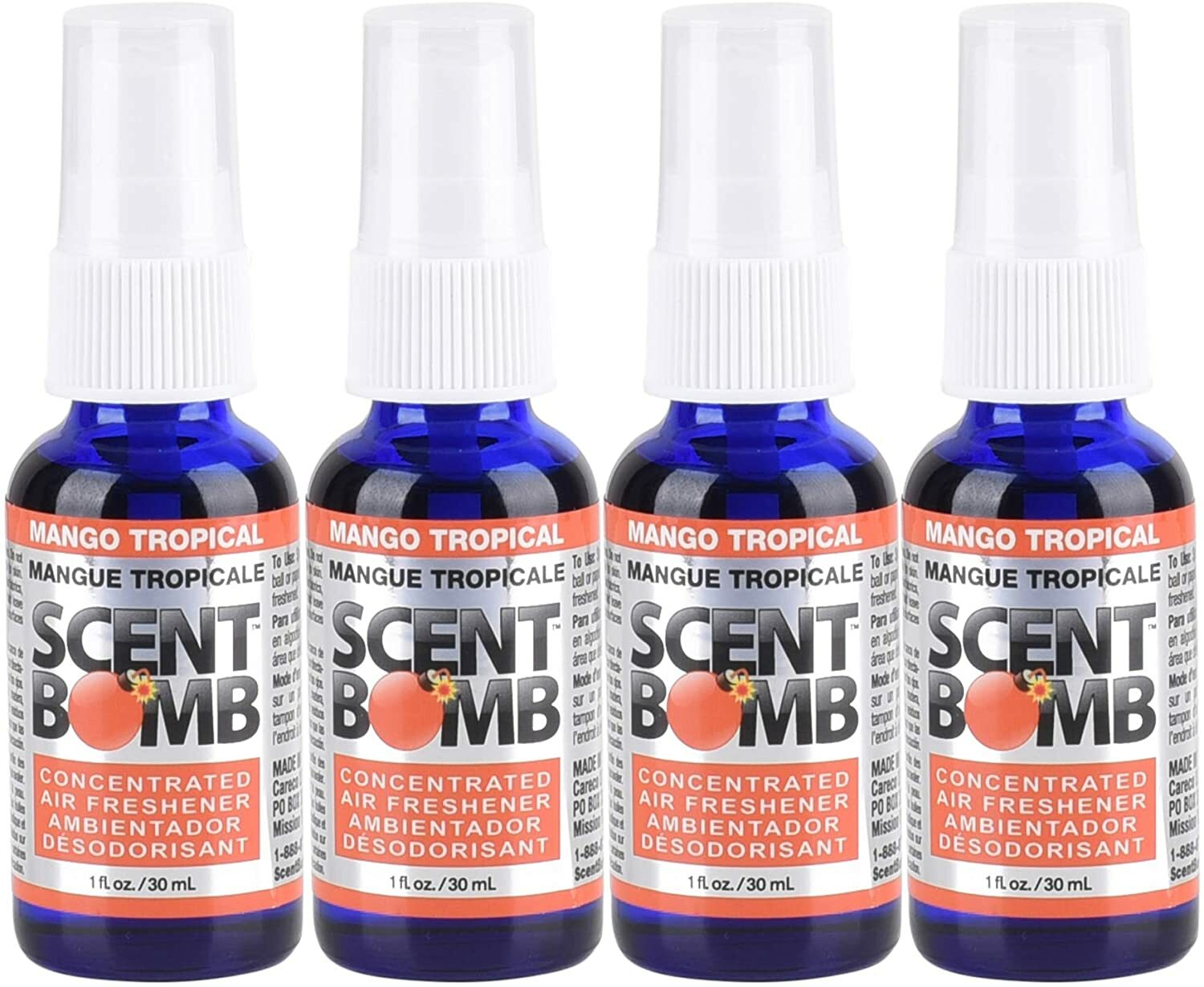 Scent Bomb 100% Oil Based Concentrated Air Freshener Spray, Mango Tropical, 4 PK gallery