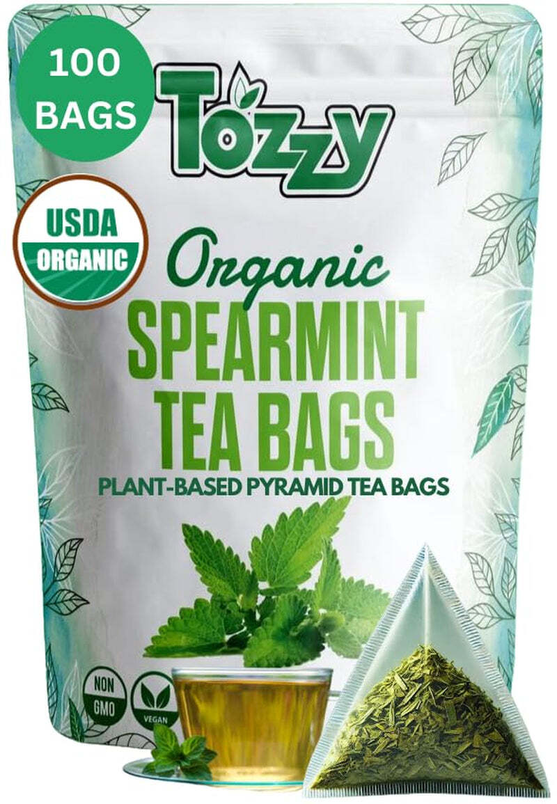 Organic Spearmint Tea Bags - 100 Count (Plant-Based Pyramid Tea Bags) gallery