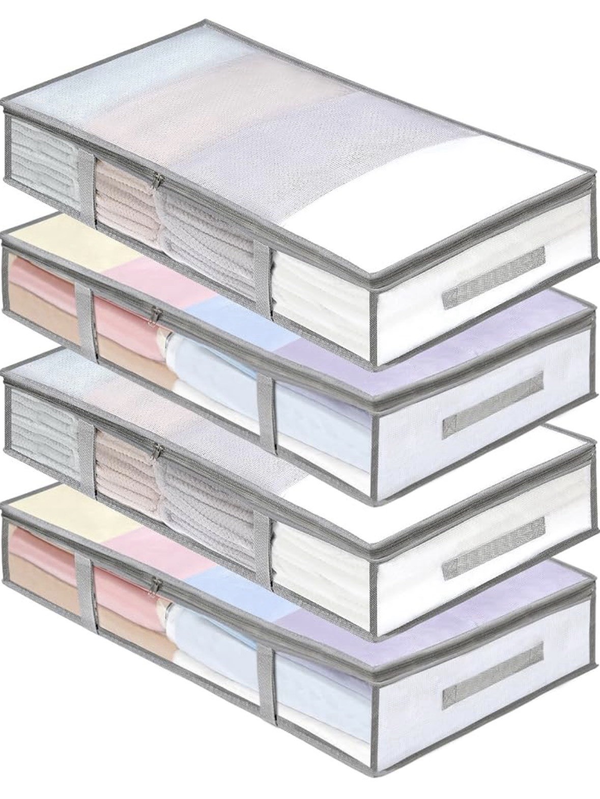 4 Packs Under Bed Storage Containers Bins, Humid-Proof Plastic Underbed Stora... gallery