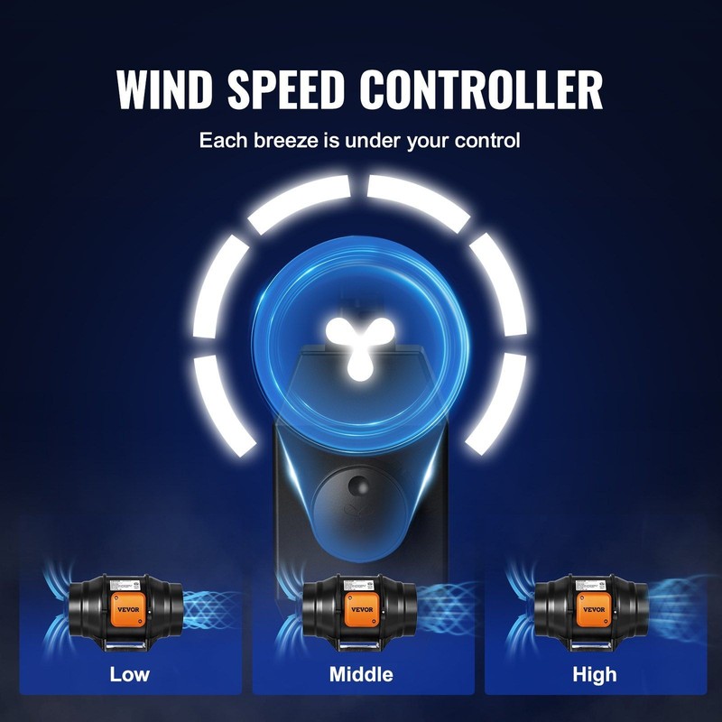 6-in Inline Duct Fan, 400 CFM, Variable Speed, Quiet AC Motor, 34 dB gallery