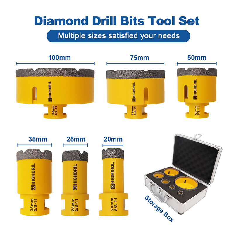 Diamond Drilling Core Bits Set 6pcs/box Cut Ceramic Marble Tile Hole Saw Cutter gallery