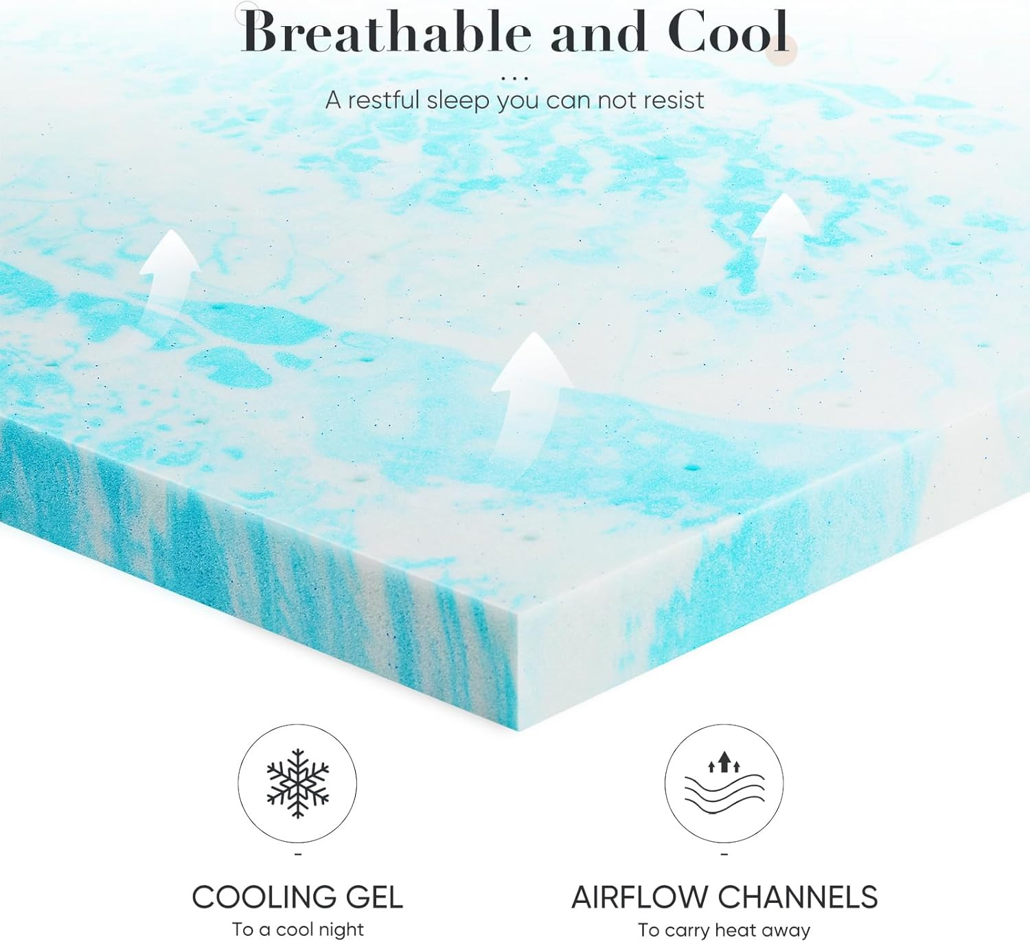 Twin Memory Foam Mattress Topper 3 Inch Cooling Gel Bed Pad CertiPUR Blue gallery