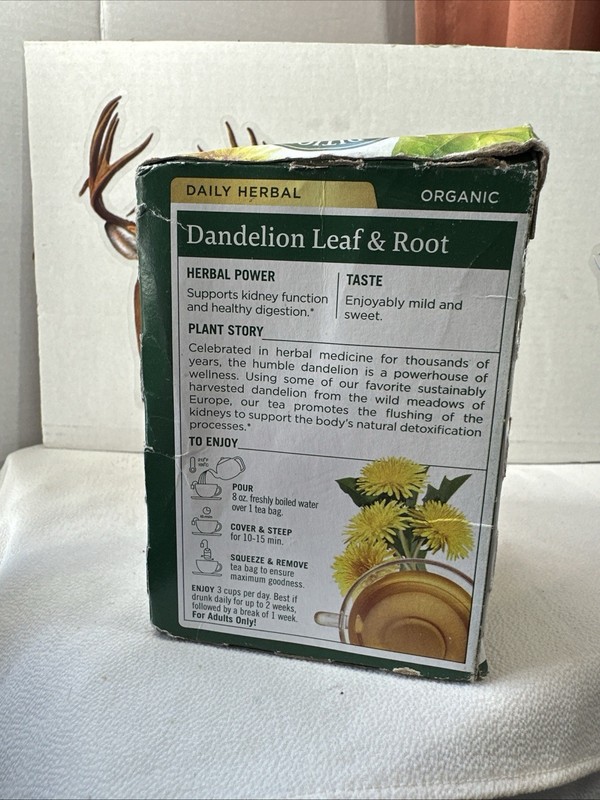 Organic Dandelion Leaf And Root Tea Caffeine Free 16 Ba Exp.11/27 FREE SHIPPING gallery
