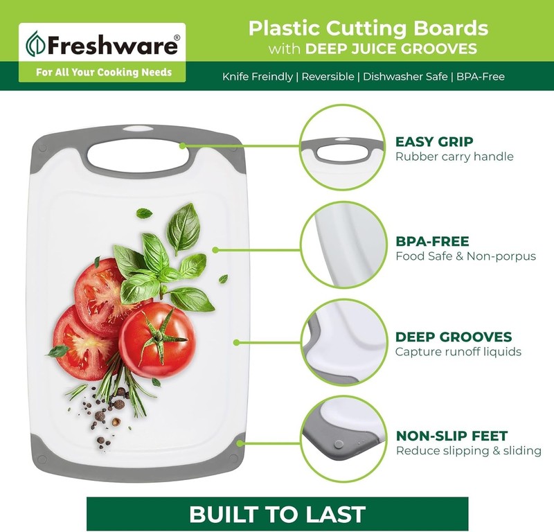 Reversible Cutting Board Set - 3 Sizes with Juice Grooves & Non-Slip Handles gallery