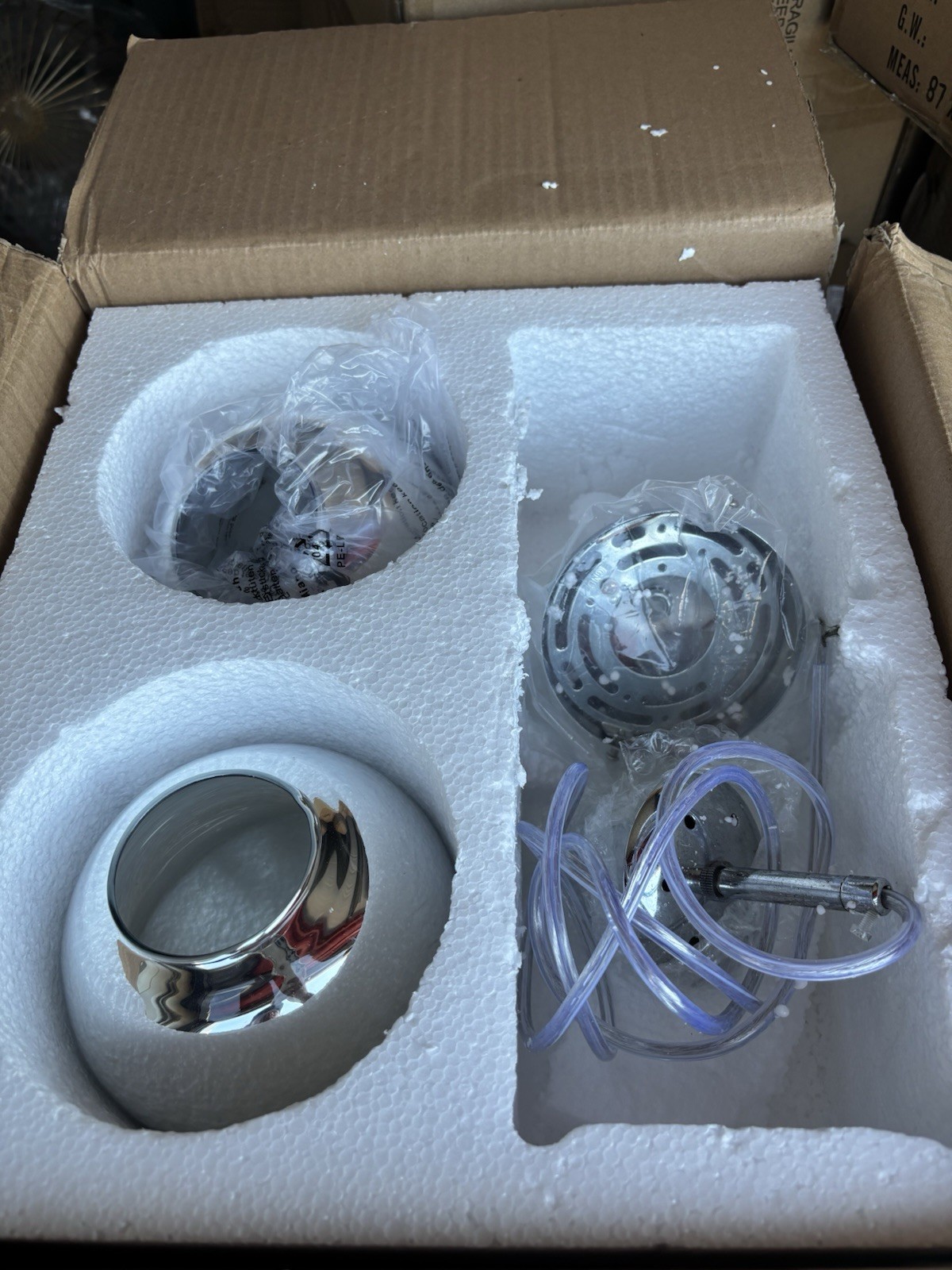 Chrome Round Wall-Mounted Shower Head, Metal, Adjustable Angle, Rear Wall Fed gallery