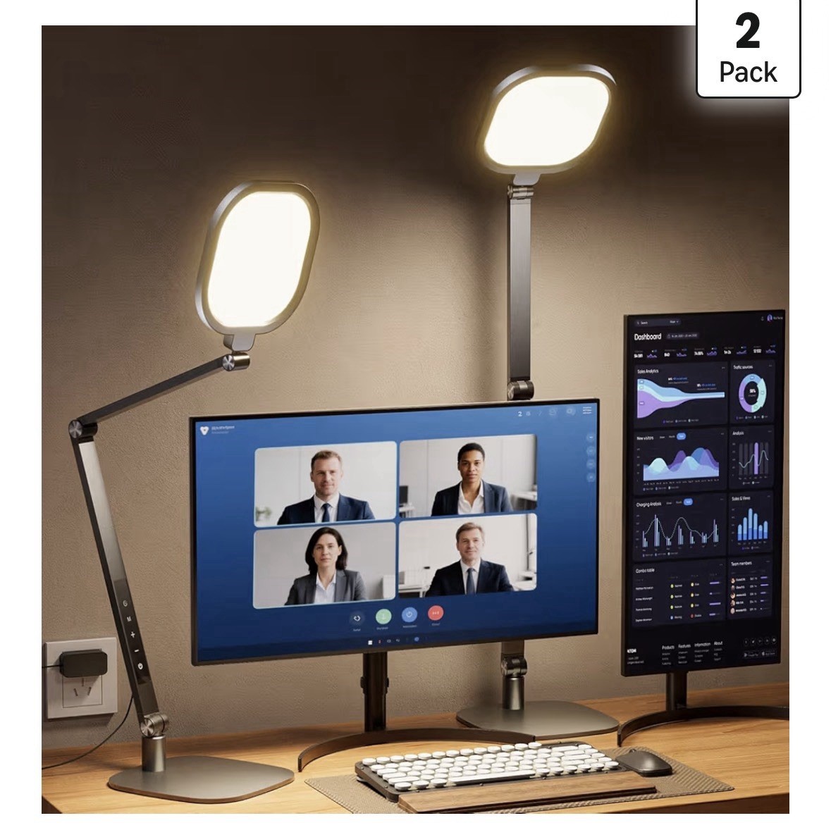 Adjustable Desk Lamp W/ Ring Light Video Conferencing Reading Gaming Crafting US gallery