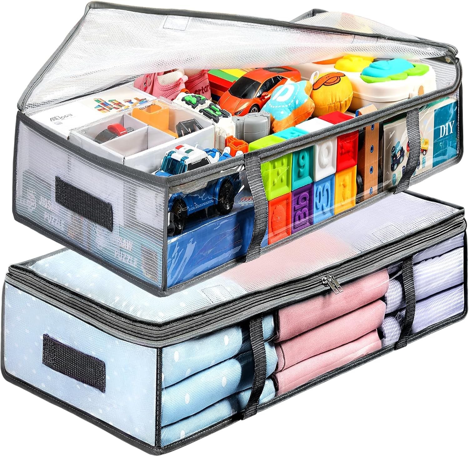 2 Pack Under Bed Storage Containers Bins Humidproof Plastic Underbed Storage Bin gallery