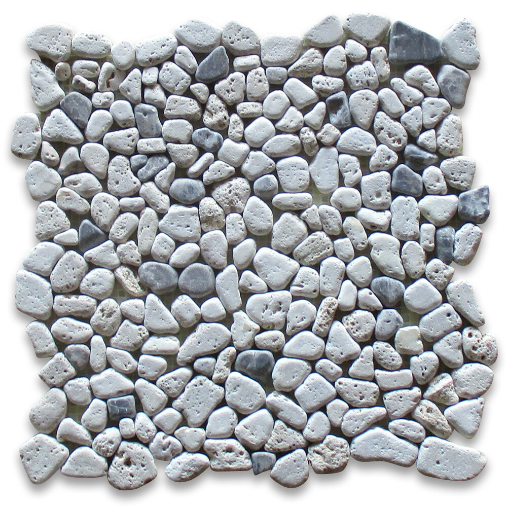 P62T Non Slip Shower Tile Tumbled Pebble Stone Travertine Emperador Marble gallery