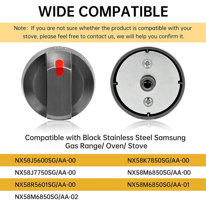 5 Pcs DG64-00473B Stove Knobs Replacements Stainless Steel for Samsung AP5986692 gallery