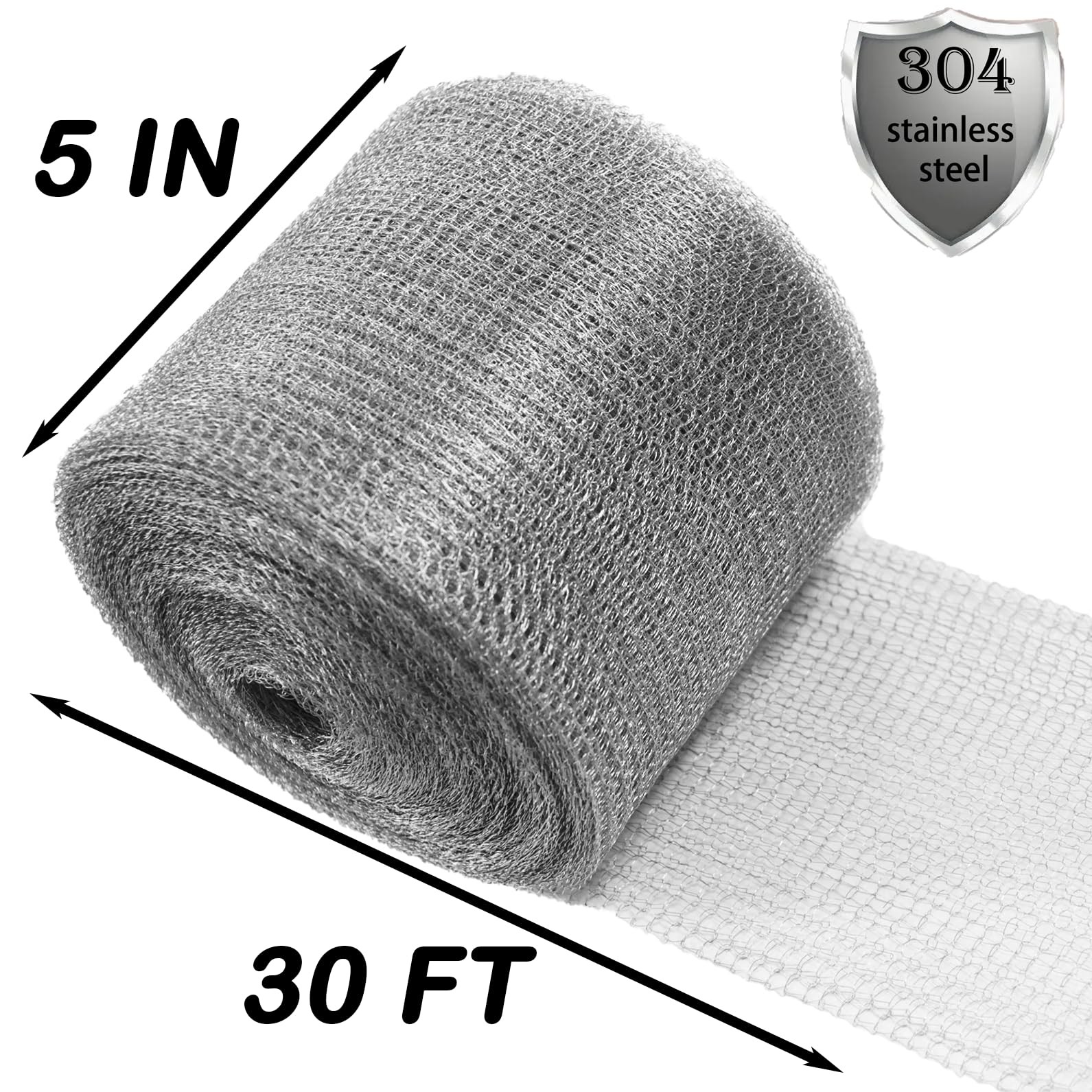 Wire Mesh for Mice Control 5 in X 30Ft,Hole Fill Fabric, Weep 30FT×5IN, Metal gallery