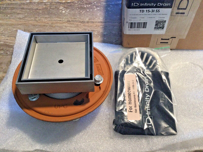 Infinity Drain TD 15-31 Tile Insert w Cast Iron Drain Body 3” Outlet In Satin SS gallery