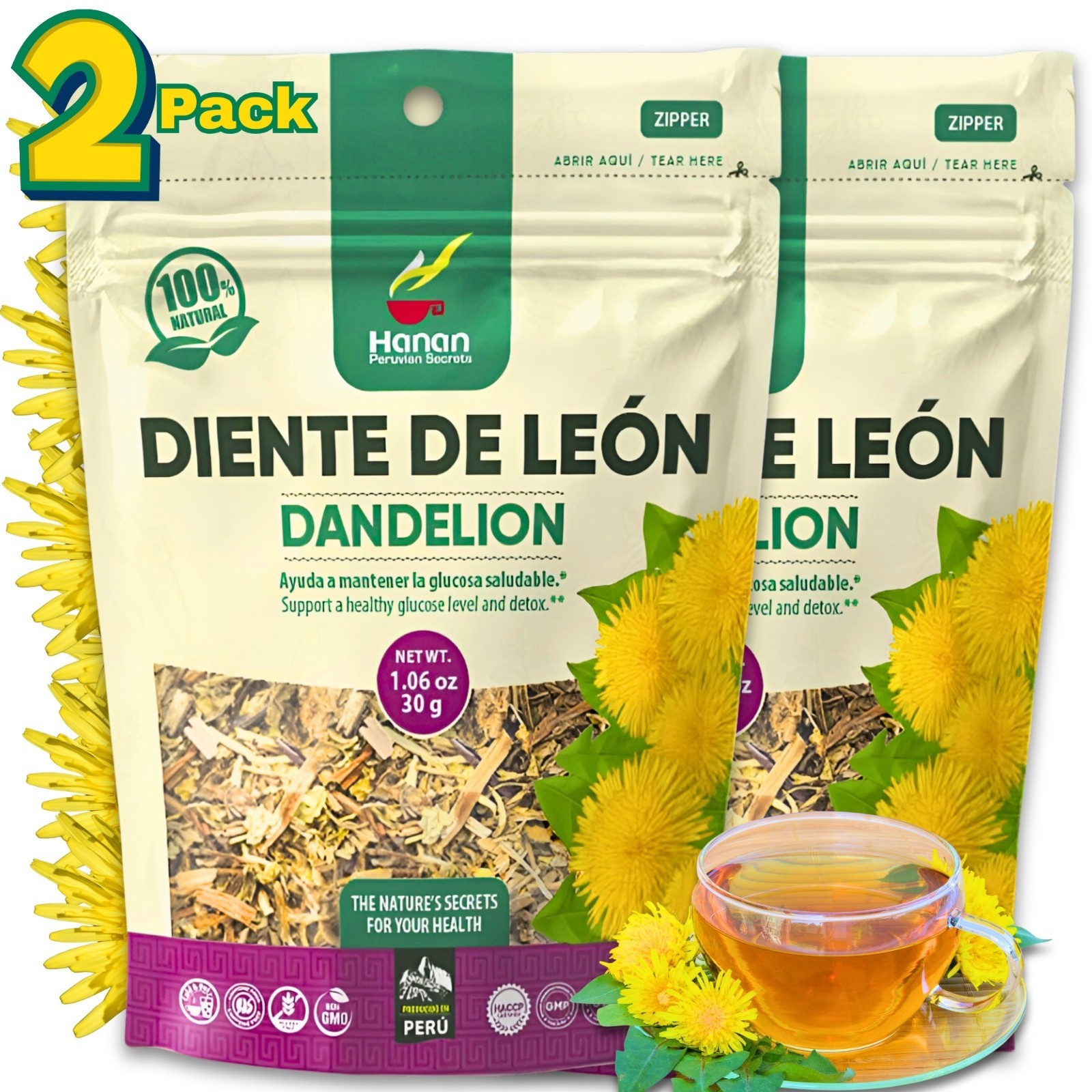 Dandelion Loose Leaf and Root Tea - Te de Diente de Leon Herbal Tea from Peru 2 gallery