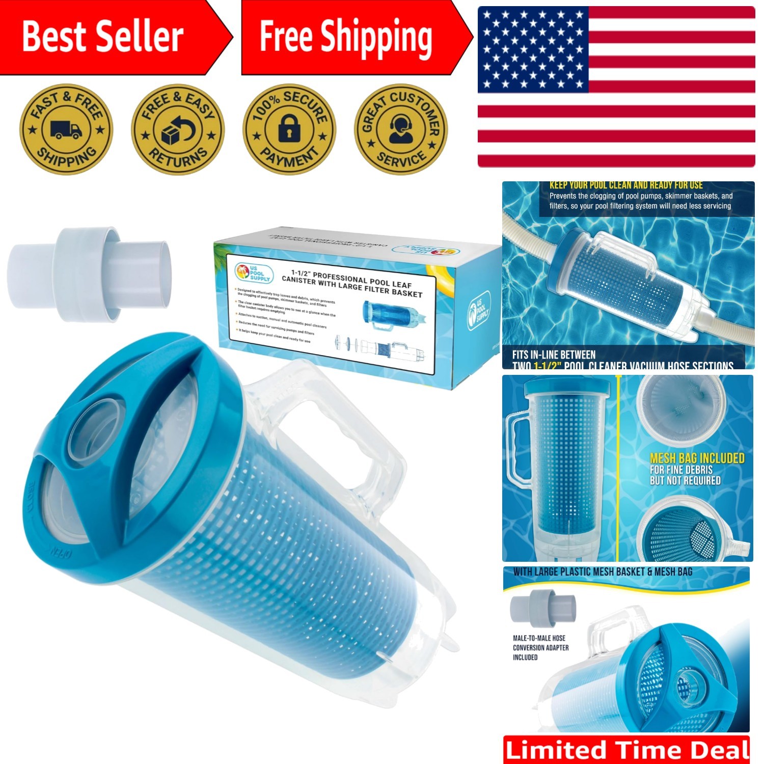 Clear Inline Pool Leaf Catcher - Lightweight & Highly Efficient Debris Collector gallery