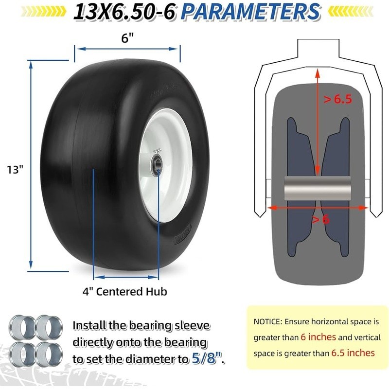 Solid Airless Tire Lawn Mower 440 LBS Load Capacity PU Foam Wheel Replacement US gallery