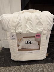 UGG Becki White KING Size Comforter + 2 Pillow Shams Bedding SET Color Snow NEW