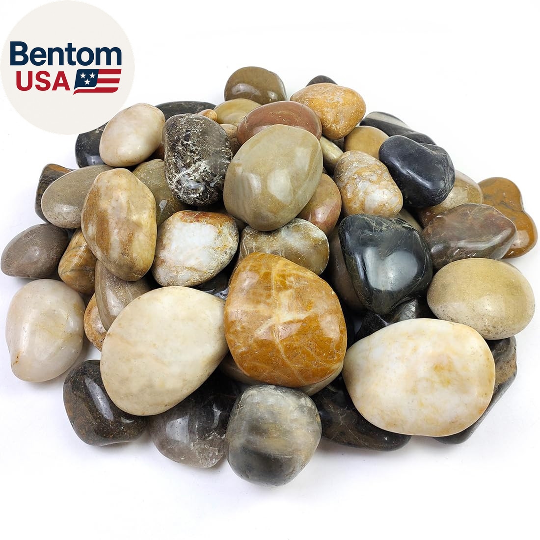 40Lbs Large River Rocks for Landscaping, 3-4" Decorative Pebbles for Garden Desi gallery