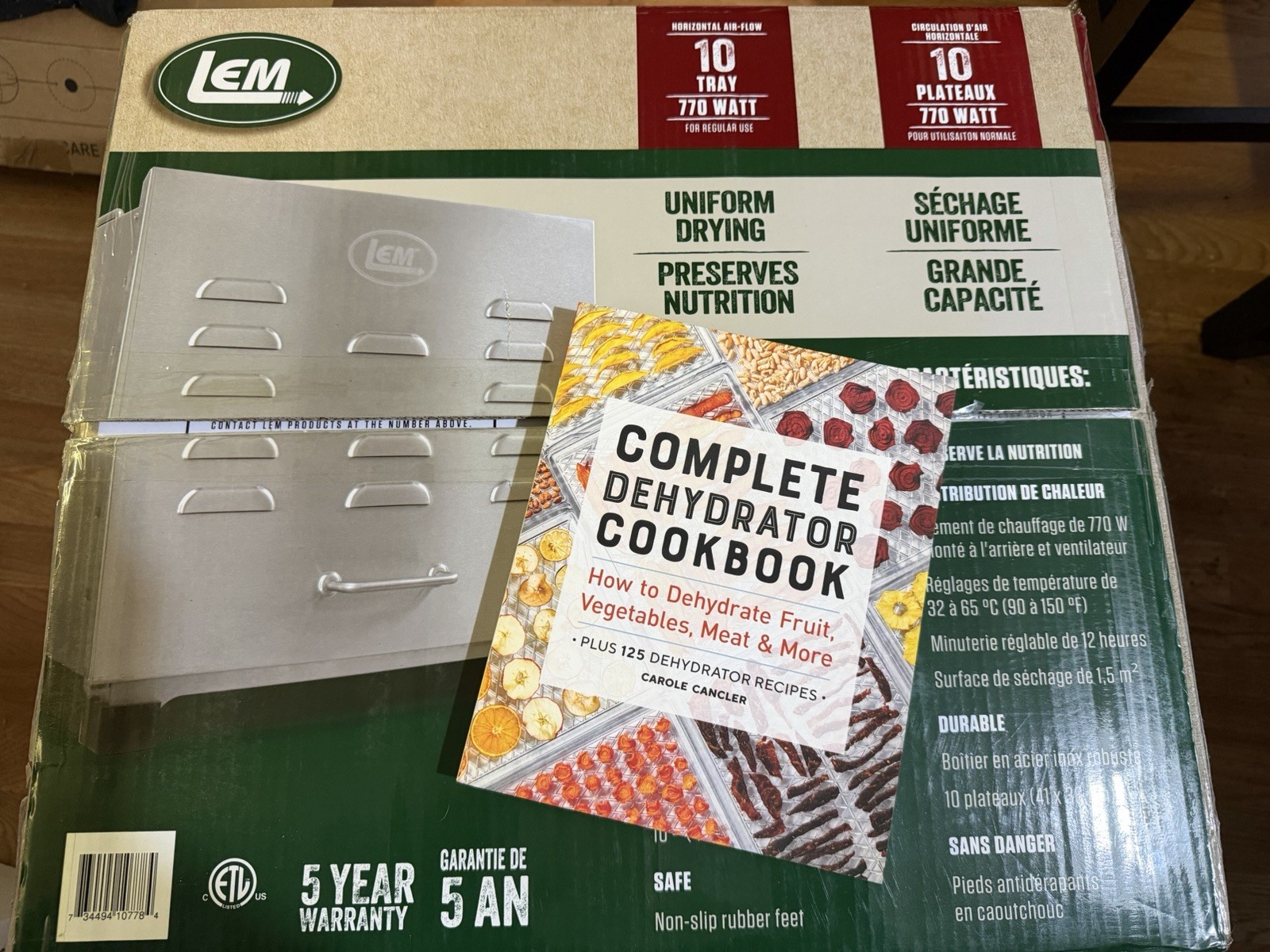LEM 10 Tray Dehydrator with Timer - Stainless Steel + Complete Cook Book gallery