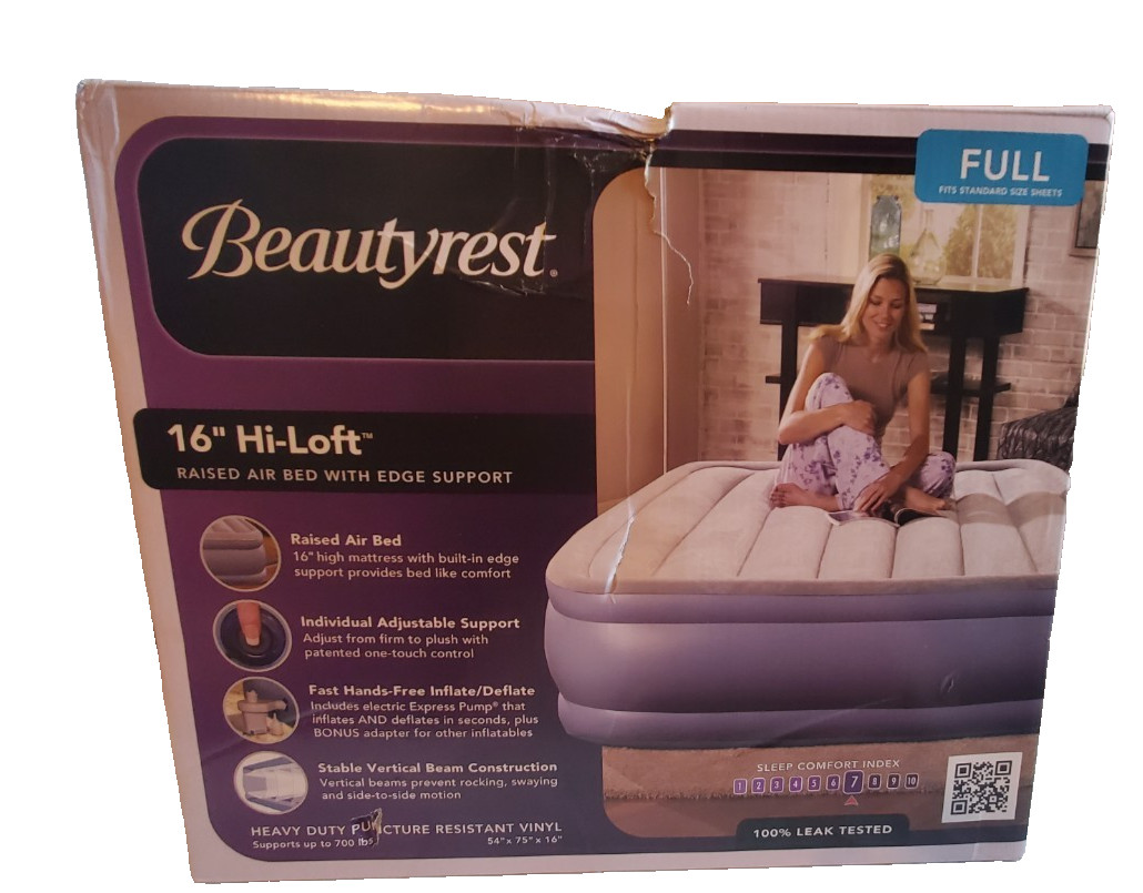 Beautyrest 16" Hi-Loft Full Sized Raised Air Bed W/Edge Support w/External Pump gallery