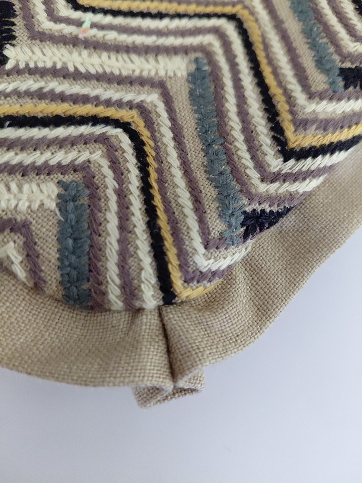 1- 20X20" Embroidered Heringbone Design Pillow Cover With Tan Flange. gallery