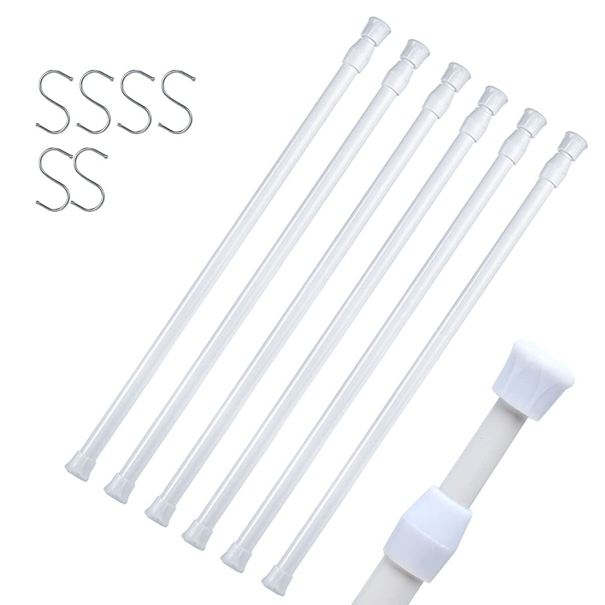 Deelf 6 Pack Tension Rods 28 To 48 Inches Adjustable Spring Tension Rod For Wind gallery