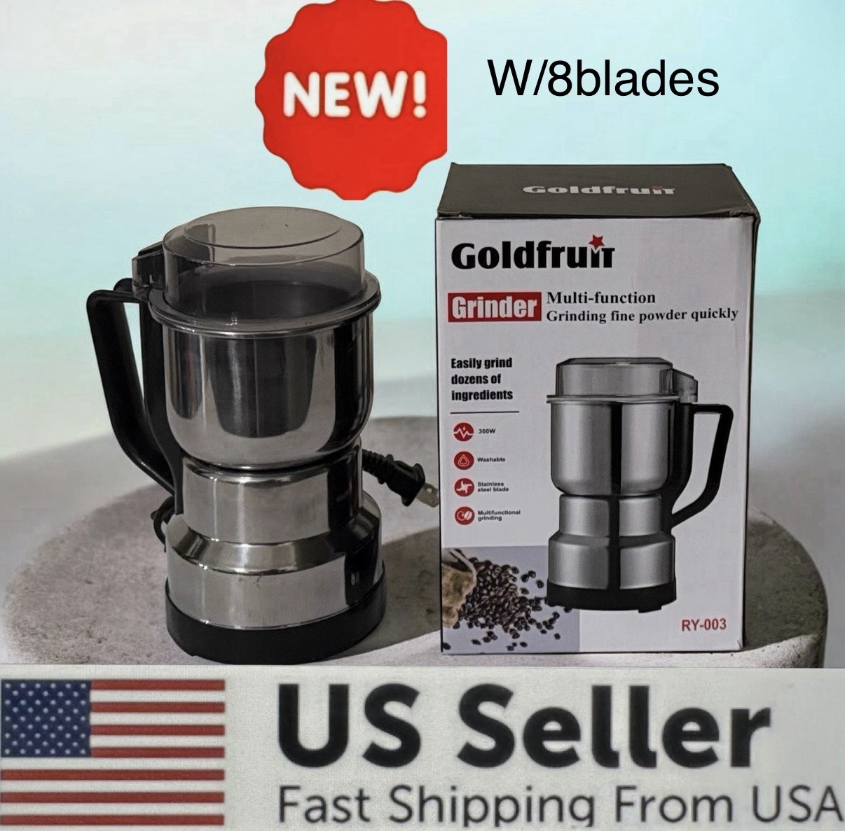 Electric Coffee Bean Grinder Nut Seed Grind Spice Crusher Mill Blender W/Handle gallery