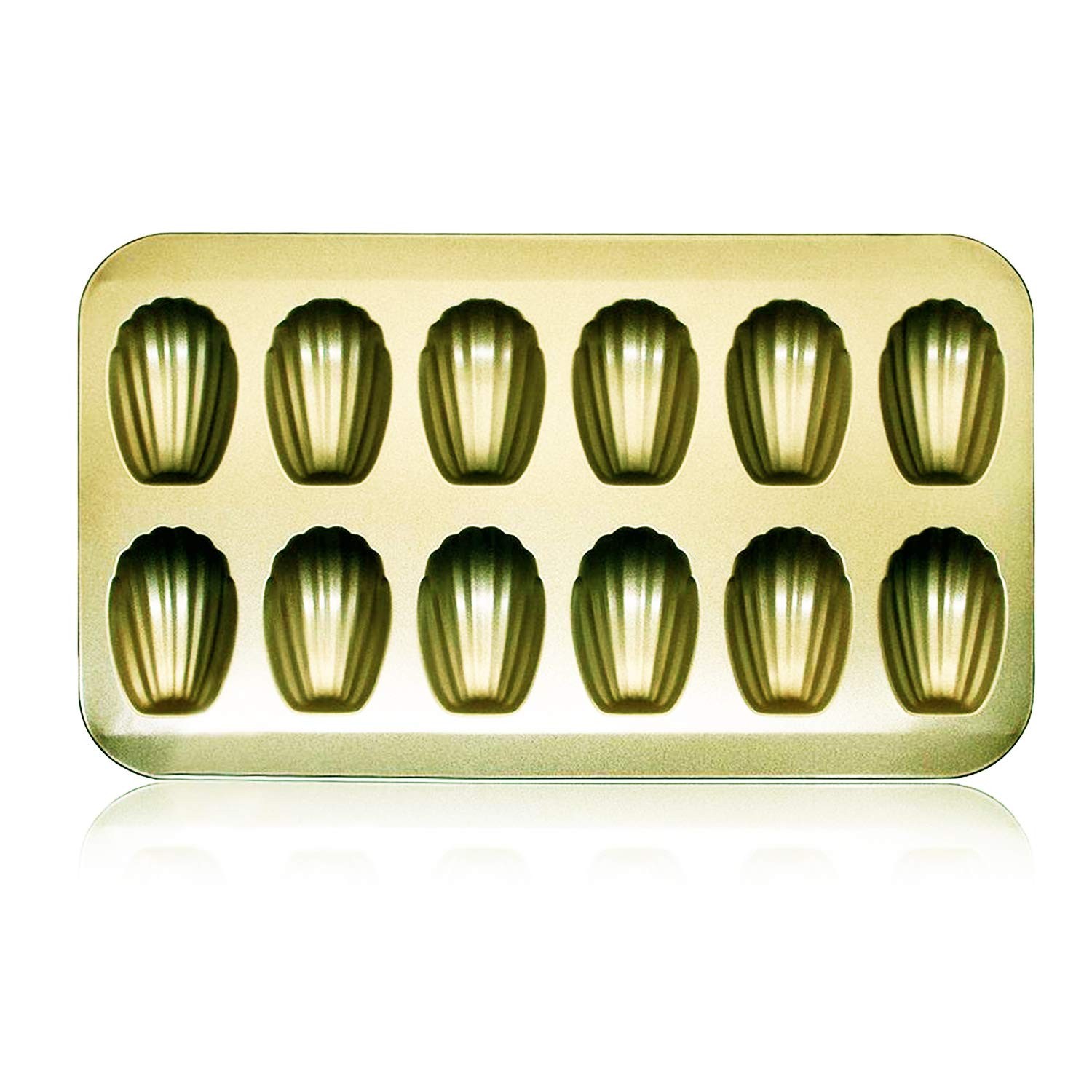 12 Cup Nonstick Madeleine Pan Shell Shape Baking Mold Tray Golden gallery
