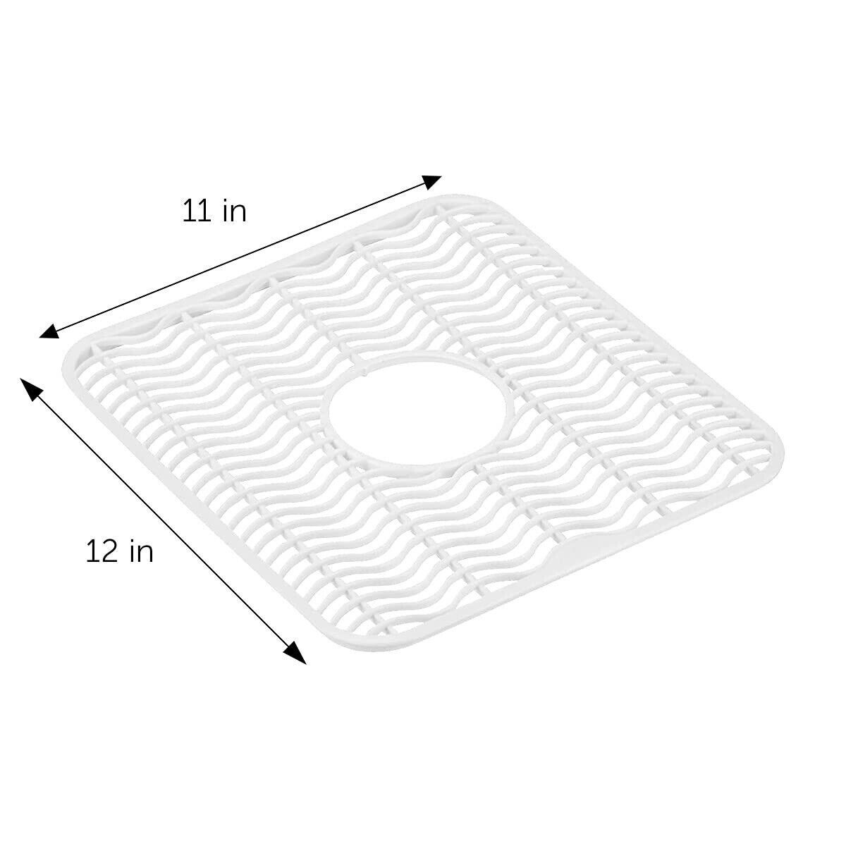 Sink Protector Mat Plastic with Center Drain Cutout Protect Sink 11 x 12" White gallery