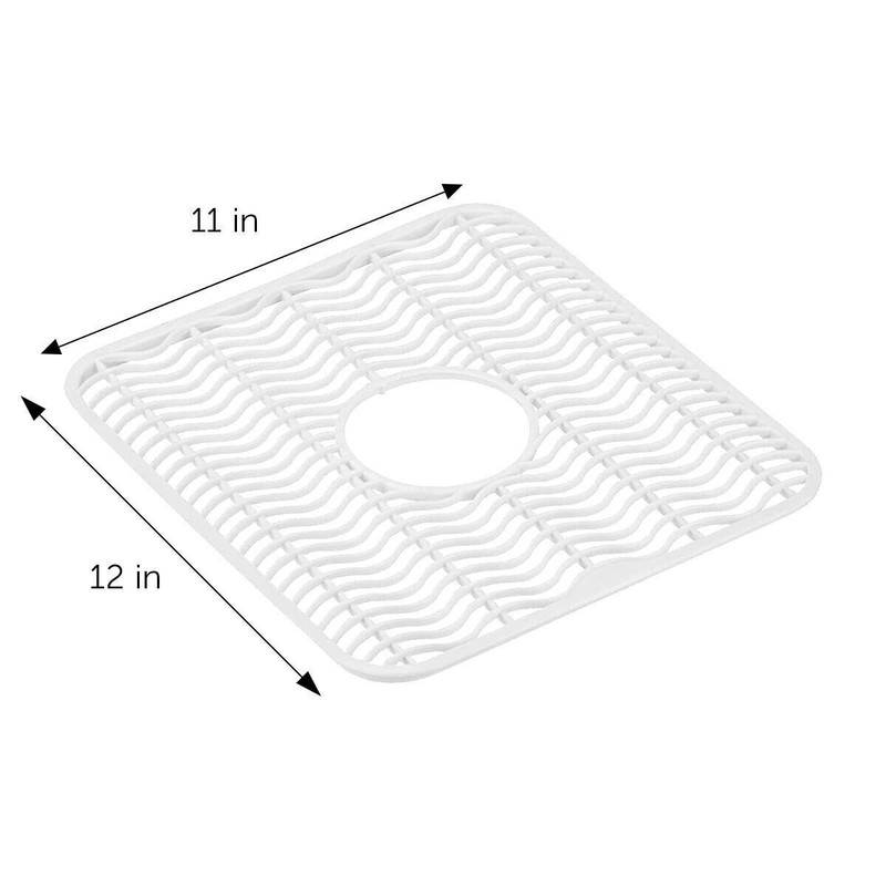 Sink Protector Mat Plastic with Center Drain Cutout Protect Sink 11 x 12" White gallery