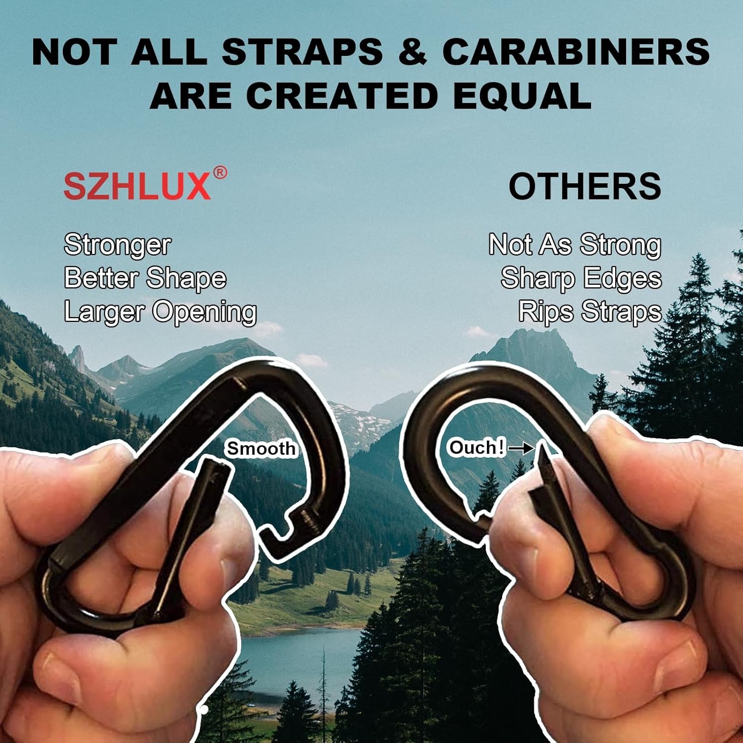 SZHLUX Hammock Straps for Trees - Set of Two 10ft Long, with 38 10 feet, Blue gallery