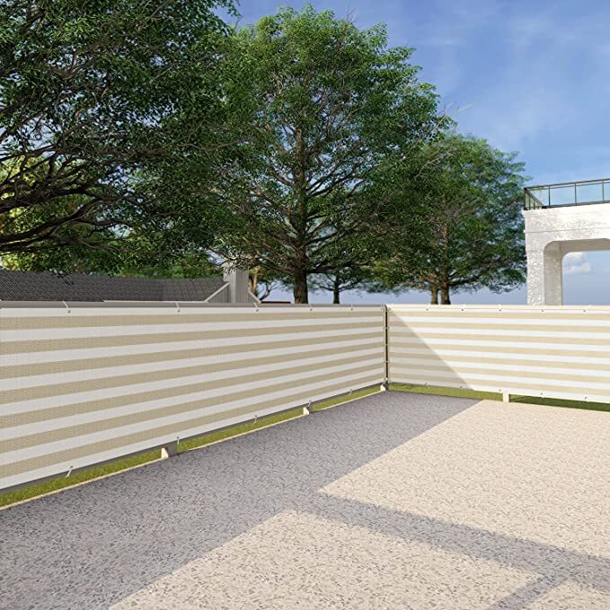 35in Privacy Balcony Deck Fence Screen Beigestripe Patio Fabric Shade Net Cover gallery