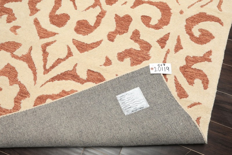 5x8 Hand Tufted Wool Ivory Handmade Transitional Plush Pile Loop n Cut Pile Rug gallery