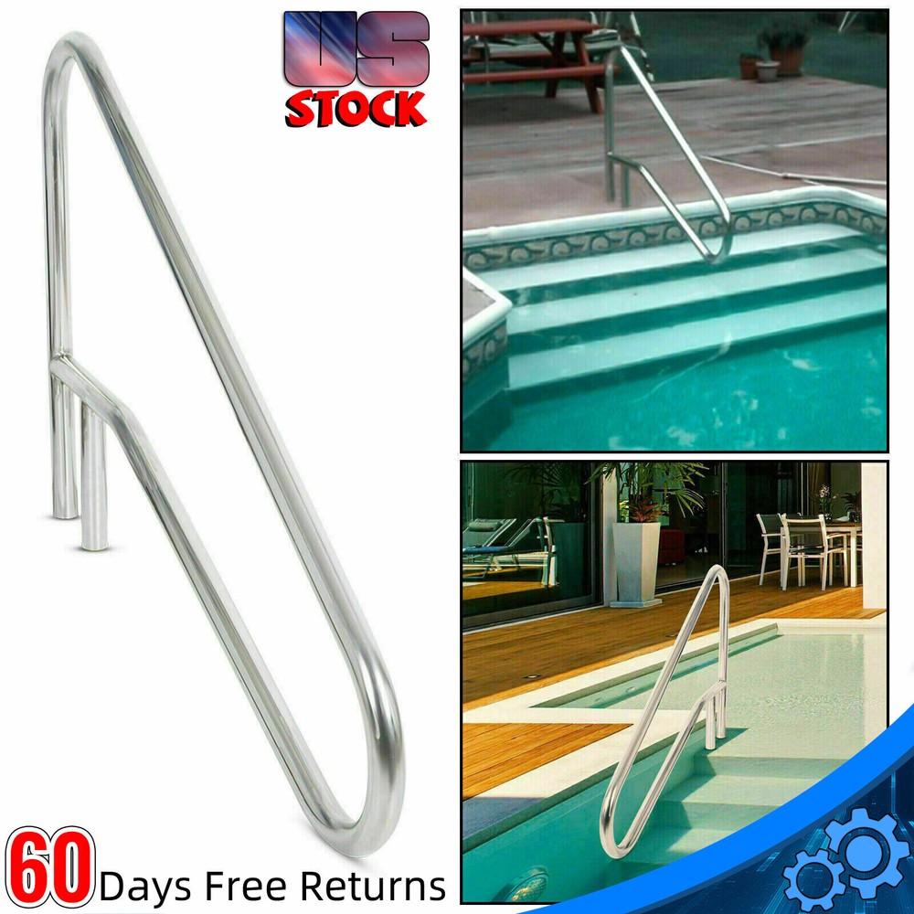 Pool Handrail Cross Braced Deck Mounted Step Stair Rail Stainless steel 50"x 36"