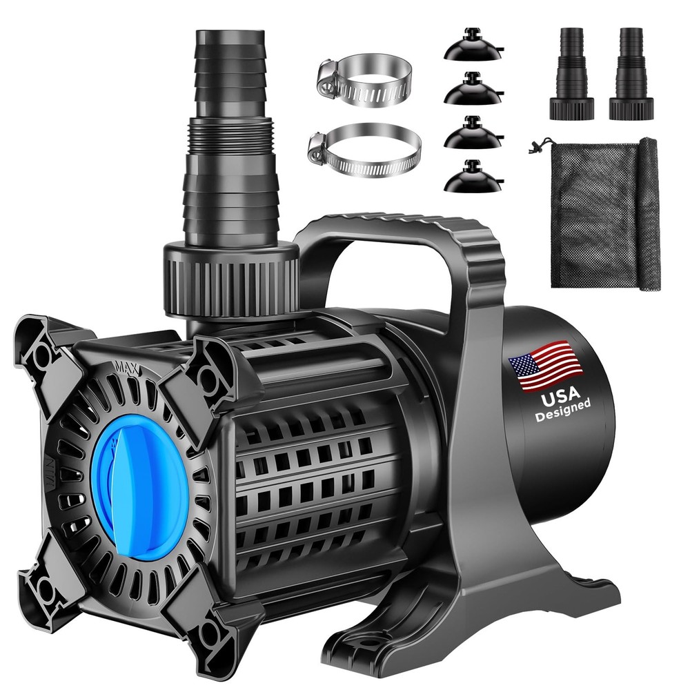 Pond Pump, 2600 GPH Adjustable Flow Submersible Water Pump with Filter Bag, C...