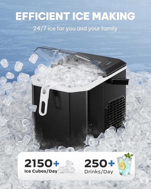 Compact 26lbs Countertop Ice Maker - 9 Cubes in 6 Mins, Ideal for Home & RV gallery