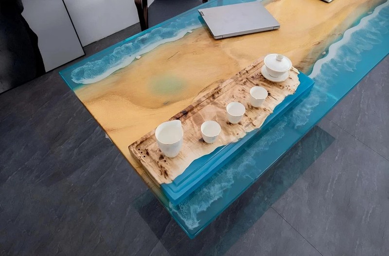Live Edge Epoxy River Table Top 60x36 Ocean Resin Custom Coffee gallery