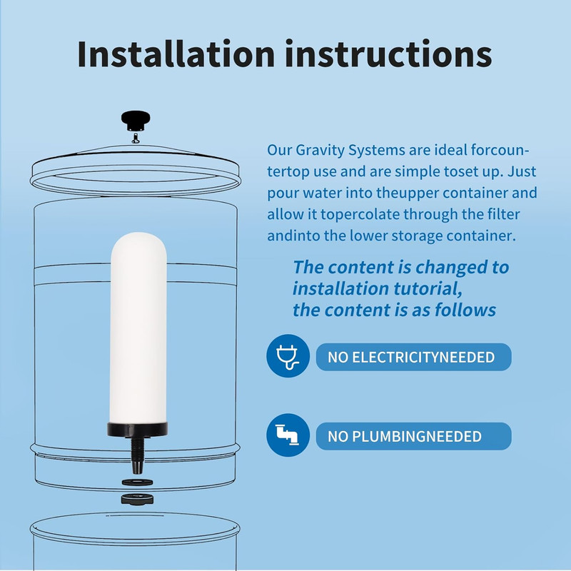 2 Pack 7in Ceramic Water Filter Candle Activated Carbon Gravity Filter System gallery