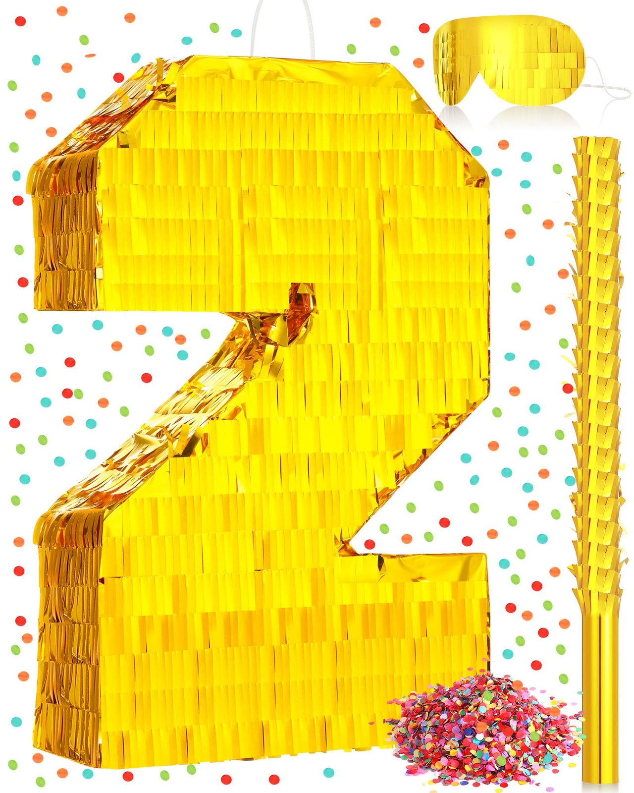 Sratte Piata Birthday Party Decorations Gold Foil Piata Stick Blindfold gallery
