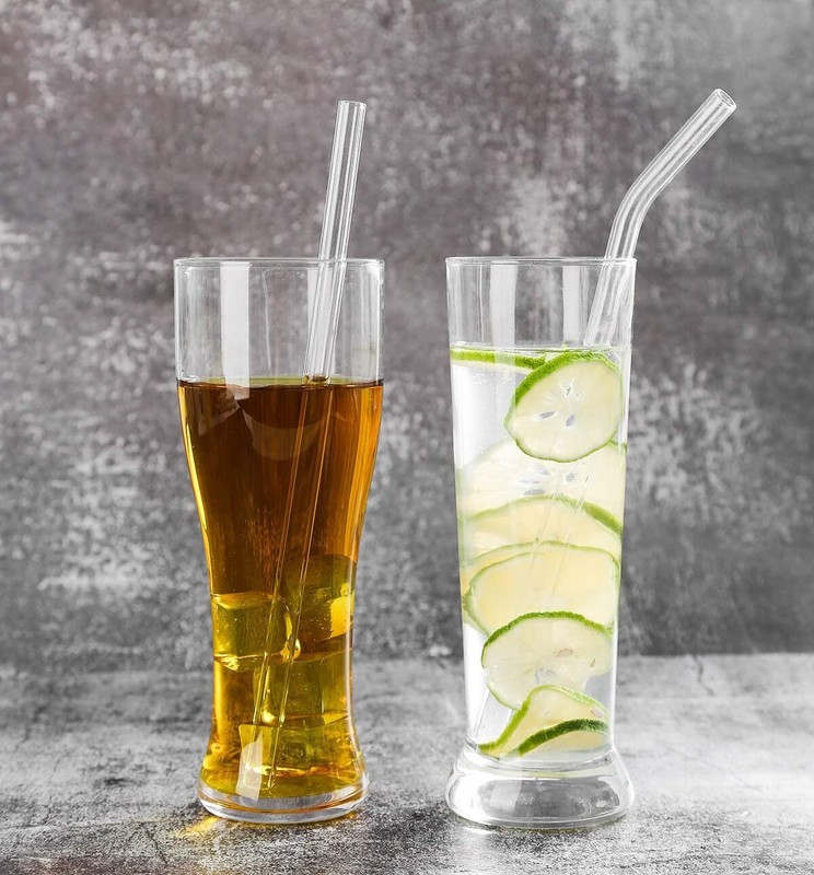 12 Pcs Reusable Glass Drinking Straws 6 Straight & 6 Bent 8x8mm with 2 Brushes gallery