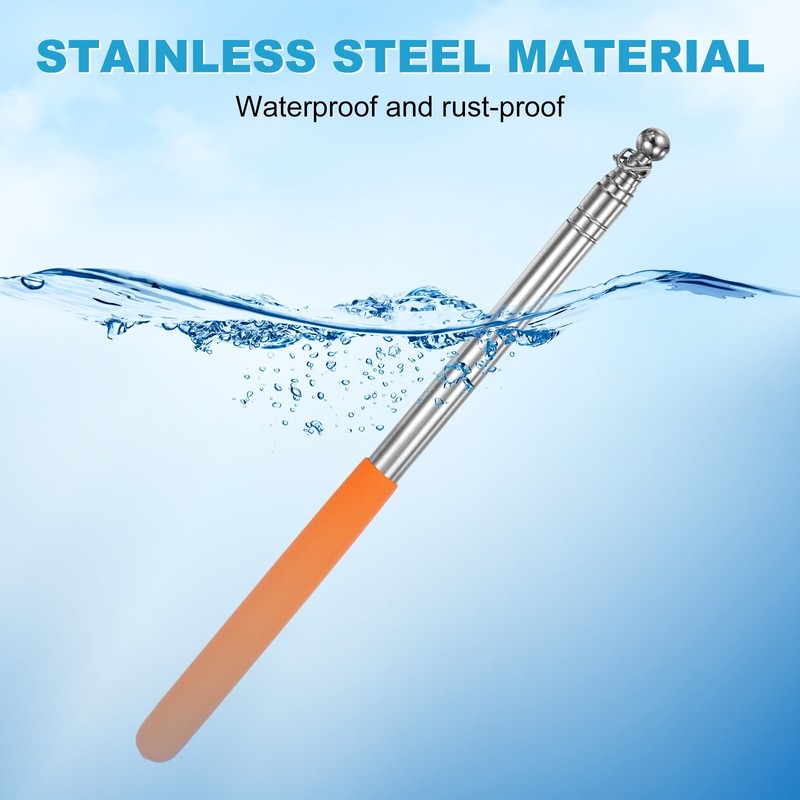 1-Pack Telescopic Handheld Flagpoles, 5.2ft/1.6m Stainless Steel Pole [Orange] gallery